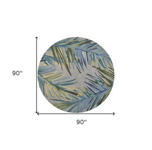 Homeroots 7' Round Wool Grey Or  Blue Area Rug  Wool 350218