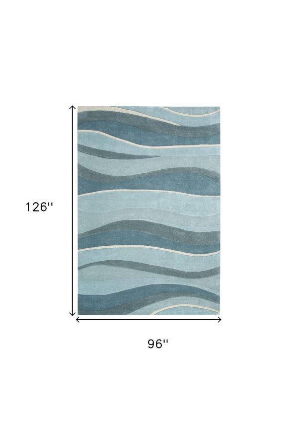 HomeRoots 8' Hand-Tufted Wool Area Rug in Blue Gray and Ivory - Contemporary Style for Modern Living Spaces 8' X 10' 350242