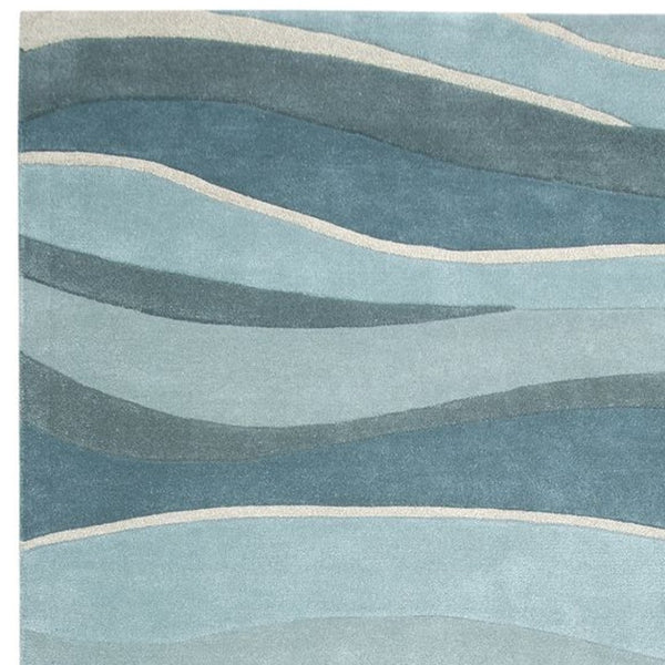 HomeRoots 8' Hand-Tufted Wool Area Rug in Blue Gray and Ivory - Contemporary Style for Modern Living Spaces 8' X 10' 350242