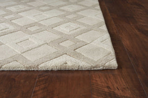 HomeRoots 8' Handcrafted Wool Geometric Area Rug in Ivory and Brown - Modern Elegance for Any Space 8' X 11' 350243