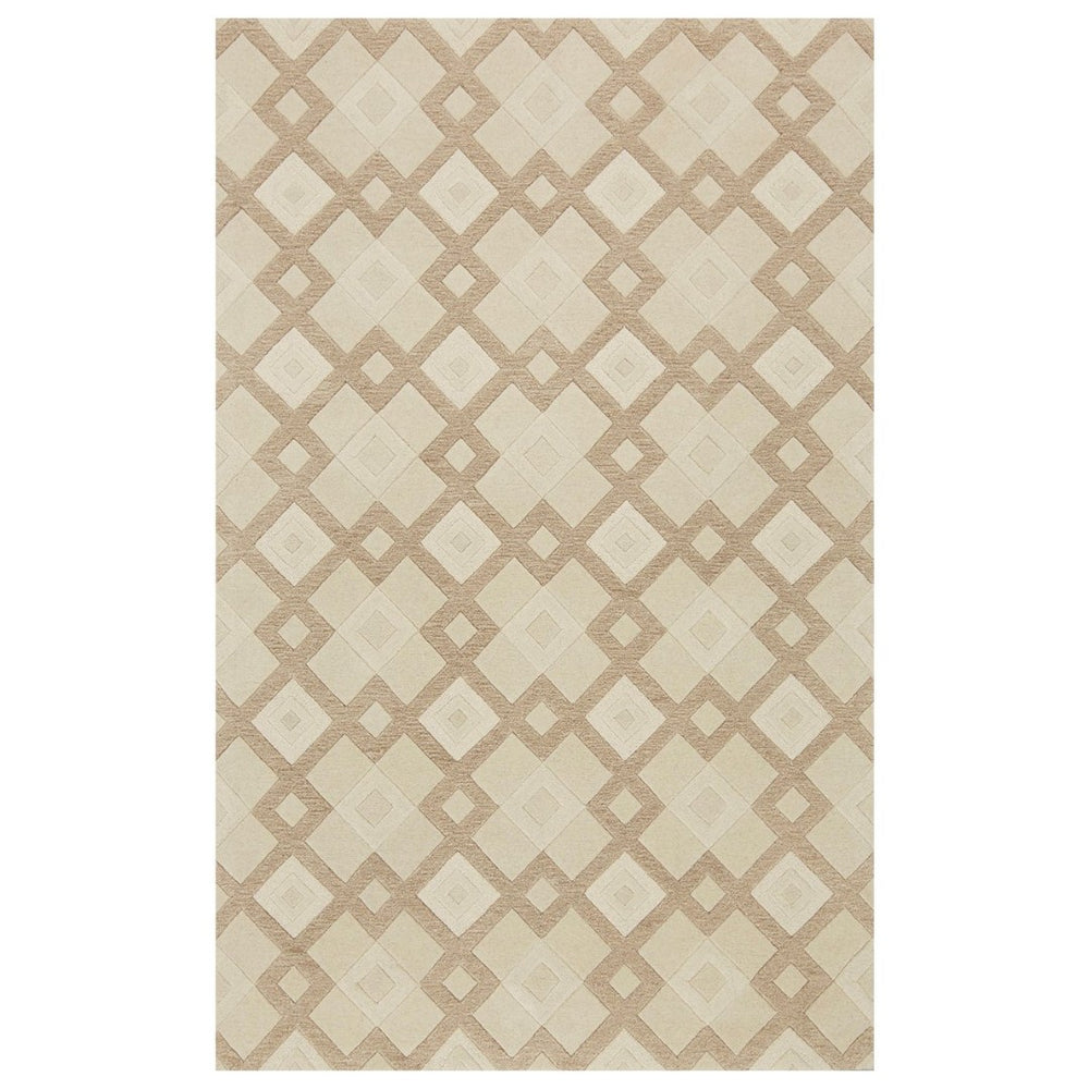 HomeRoots 8' Handcrafted Wool Geometric Area Rug in Ivory and Brown - Modern Elegance for Any Space 8' X 11' 350243