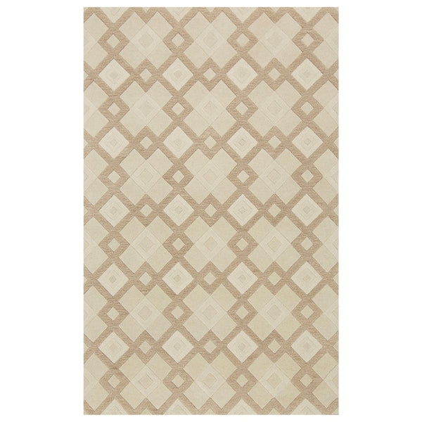 HomeRoots 8' Handcrafted Wool Geometric Area Rug in Ivory and Brown - Modern Elegance for Any Space 8' X 11' 350243