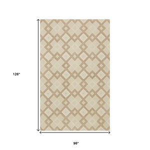 HomeRoots 8' Handcrafted Wool Geometric Area Rug in Ivory and Brown - Modern Elegance for Any Space 8' X 11' 350243