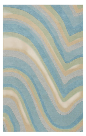 HomeRoots 8' Hand-Tufted Wool Abstract Area Rug in Blue, Beige, and Green - Elevate Your Contemporary Space! 8' X 10' 350244