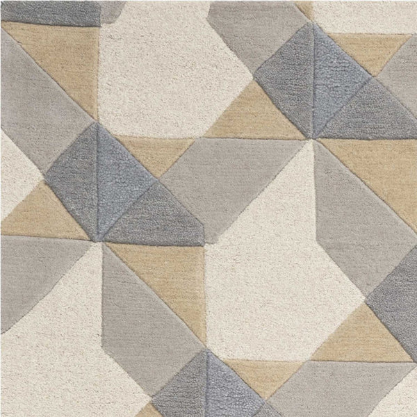 HomeRoots 8' Hand-Tufted Wool Geometric Area Rug in Ivory, Gray, and Cream for Timeless Style and Comfort 8' X 11' 350245