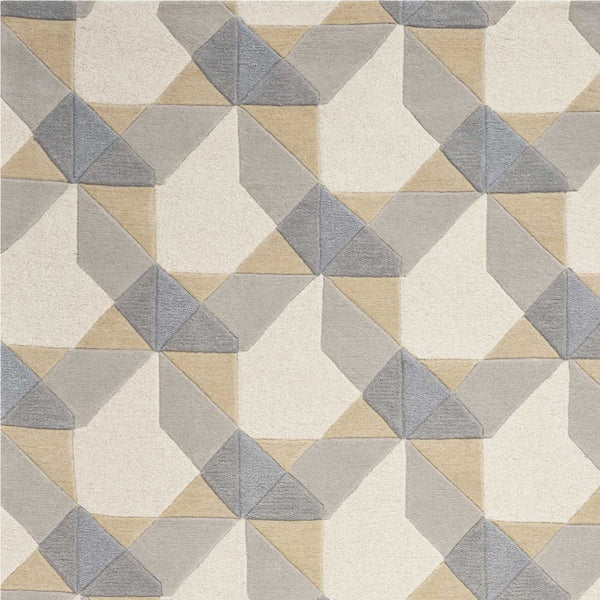 HomeRoots 8' Hand-Tufted Wool Geometric Area Rug in Ivory, Gray, and Cream for Timeless Style and Comfort 8' X 11' 350245