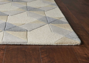 HomeRoots 8' Hand-Tufted Wool Geometric Area Rug in Ivory, Gray, and Cream for Timeless Style and Comfort 8' X 11' 350245