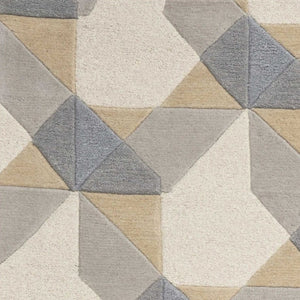 HomeRoots 8' Hand-Tufted Wool Geometric Area Rug in Ivory, Gray, and Cream for Timeless Style and Comfort 8' X 11' 350245