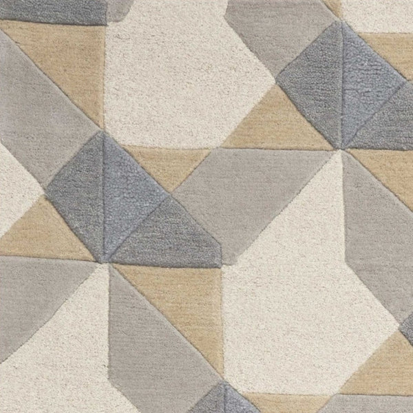 HomeRoots 8' Hand-Tufted Wool Geometric Area Rug in Ivory, Gray, and Cream for Timeless Style and Comfort 8' X 11' 350245