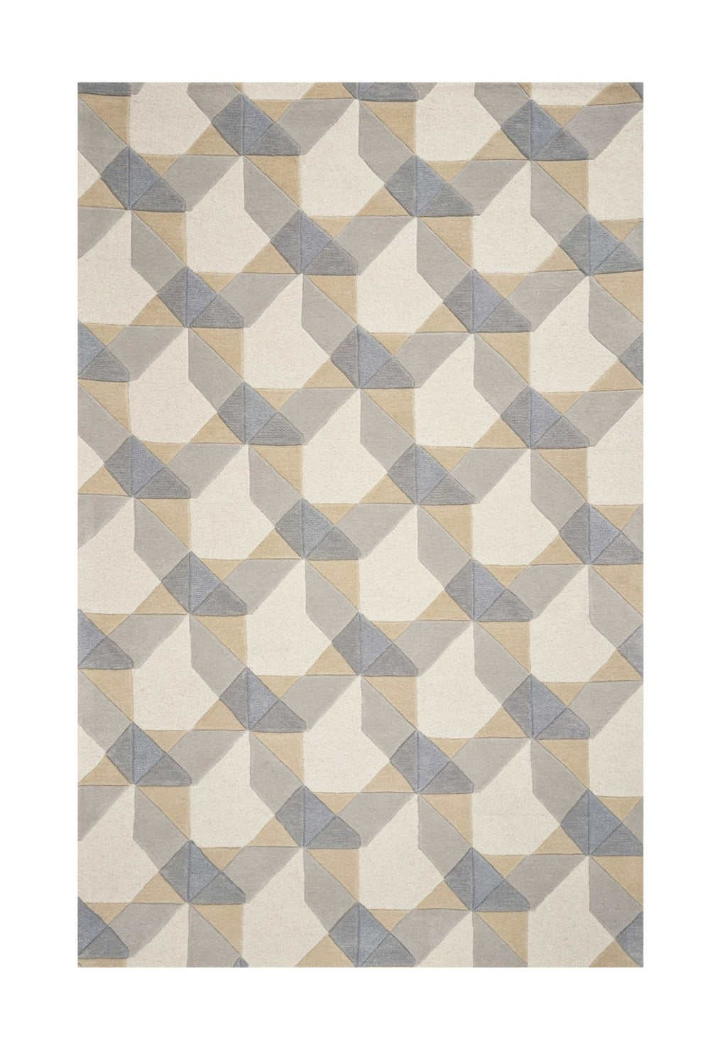HomeRoots 8' Hand-Tufted Wool Geometric Area Rug in Ivory, Gray, and Cream for Timeless Style and Comfort 8' X 11' 350245