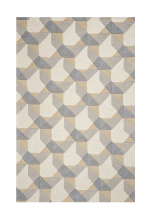 HomeRoots 8' Hand-Tufted Wool Geometric Area Rug in Ivory, Gray, and Cream for Timeless Style and Comfort 8' X 11' 350245