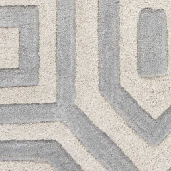 HomeRoots 8' Hand-Tufted Gray Wool Geometric Area Rug for Modern Elegance and Cozy Comfort in Your Home 8' X 10' 350246