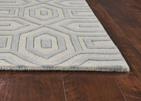 HomeRoots 8' Hand-Tufted Gray Wool Geometric Area Rug for Modern Elegance and Cozy Comfort in Your Home 8' X 10' 350246