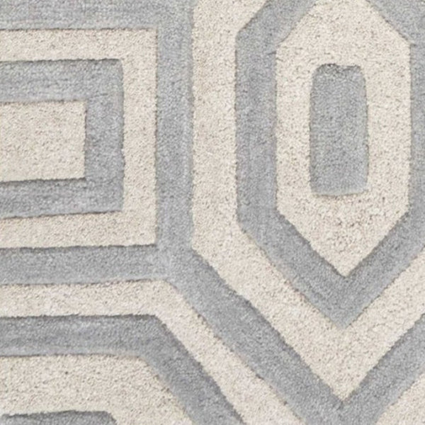 HomeRoots 8' Hand-Tufted Gray Wool Geometric Area Rug for Modern Elegance and Cozy Comfort in Your Home 8' X 10' 350246