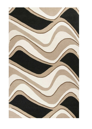 HomeRoots 8' Hand-Tufted Beige and Black Wool Abstract Area Rug - Elevate Your Space with Modern Comfort 8' X 11' 350248