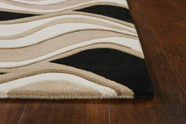 HomeRoots 8' Hand-Tufted Beige and Black Wool Abstract Area Rug - Elevate Your Space with Modern Comfort 8' X 11' 350248