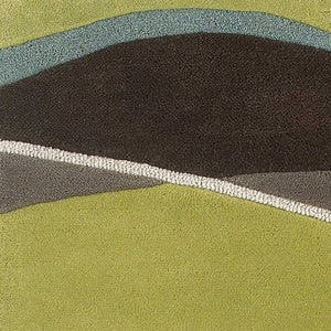 HomeRoots 8' Hand-Tufted Wool Abstract Area Rug in Vibrant Lime Green, Brown, and Blue for Modern Spaces 8' X 11' 350251