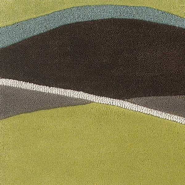 HomeRoots 8' Hand-Tufted Wool Abstract Area Rug in Vibrant Lime Green, Brown, and Blue for Modern Spaces 8' X 11' 350251