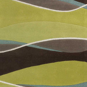 HomeRoots 8' Hand-Tufted Wool Abstract Area Rug in Vibrant Lime Green, Brown, and Blue for Modern Spaces 8' X 11' 350251