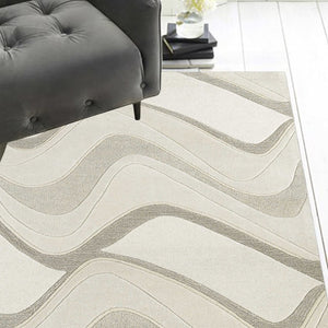 HomeRoots 8' Handcrafted Wool Area Rug in Ivory and Gray - Modern Abstract Design for Cozy Living Spaces 8' X 10' 350252
