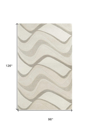 HomeRoots 8' Handcrafted Wool Area Rug in Ivory and Gray - Modern Abstract Design for Cozy Living Spaces 8' X 10' 350252