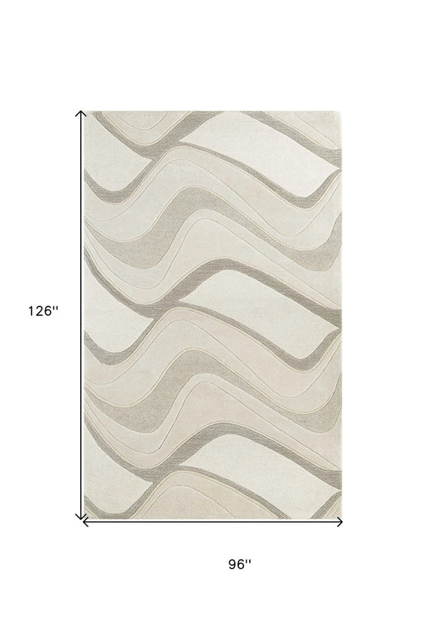 HomeRoots 8' Handcrafted Wool Area Rug in Ivory and Gray - Modern Abstract Design for Cozy Living Spaces 8' X 10' 350252