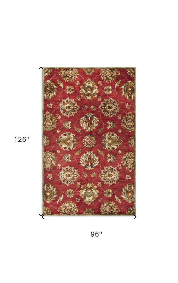Homeroots 8' X 10' 6 Wool Red Area Rug  Wool 350255