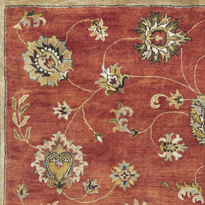 Homeroots 8' X 11' Sienna Orange Hand Tufted Allover Traditional Floral Indoor Area Rug  Wool 350259