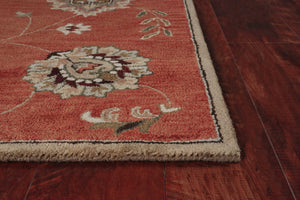Homeroots 8' X 11' Sienna Orange Hand Tufted Allover Traditional Floral Indoor Area Rug  Wool 350259