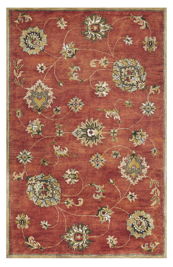 Homeroots 8' X 11' Sienna Orange Hand Tufted Allover Traditional Floral Indoor Area Rug  Wool 350259