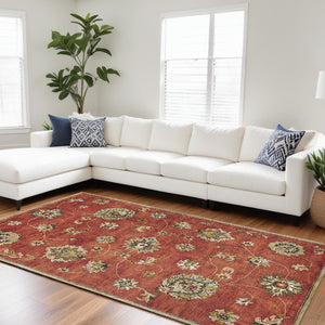 Homeroots 8' X 11' Sienna Orange Hand Tufted Allover Traditional Floral Indoor Area Rug  Wool 350259