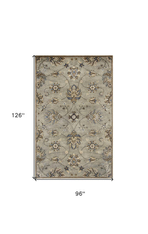 HomeRoots 8' Hand-Tufted Wool Floral Area Rug in Gray, Ivory & Brown - Elegant Design for Timeless Décor 8' X 10' 350262