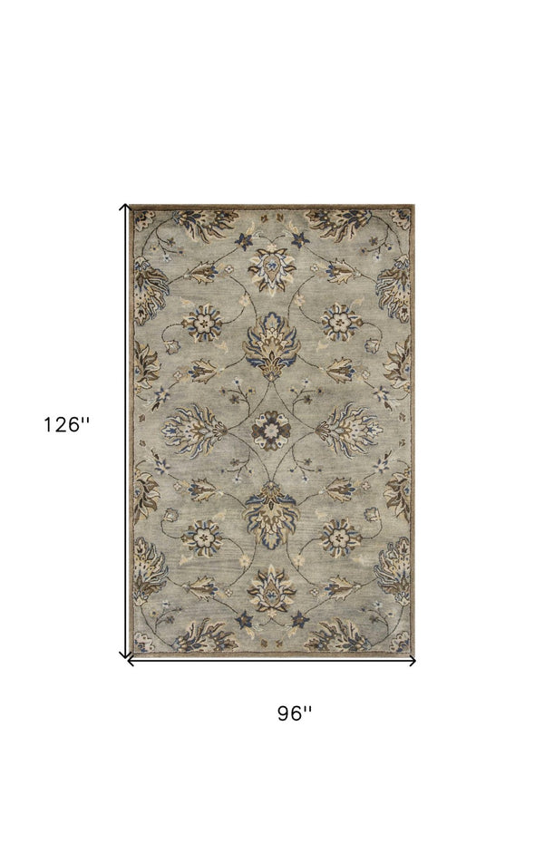 HomeRoots 8' Hand-Tufted Wool Floral Area Rug in Gray, Ivory & Brown - Elegant Design for Timeless Décor 8' X 10' 350262