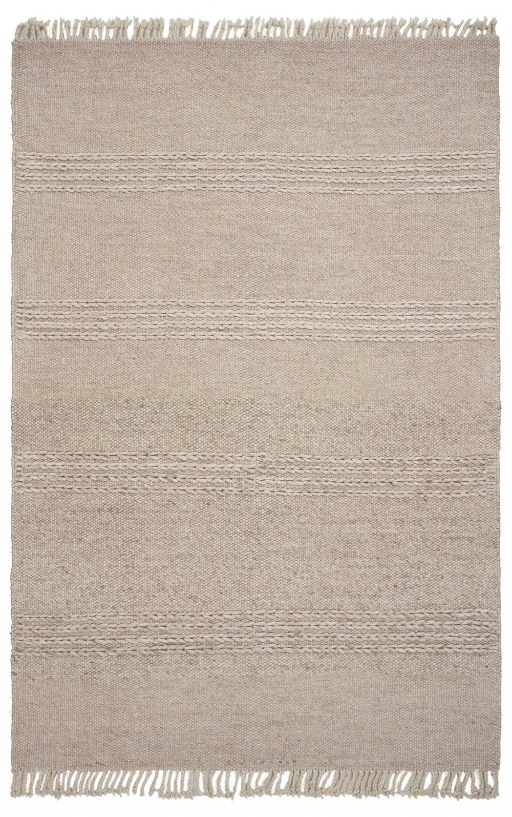 HomeRoots 8' Handcrafted Beige Wool Area Rug - Artisanal Comfort, Durable Design, and Noise Reduction for Your Home 8' X 11' 350263