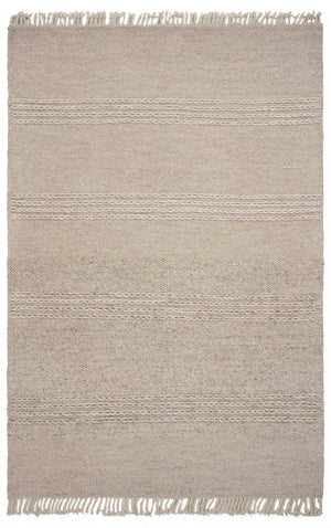 Homeroots 9' X 12' Natural Wool Hand Woven Area Rug  Wool 350263