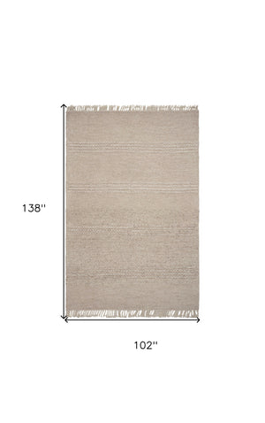 Homeroots 9' X 12' Natural Wool Hand Woven Area Rug  Wool 350263