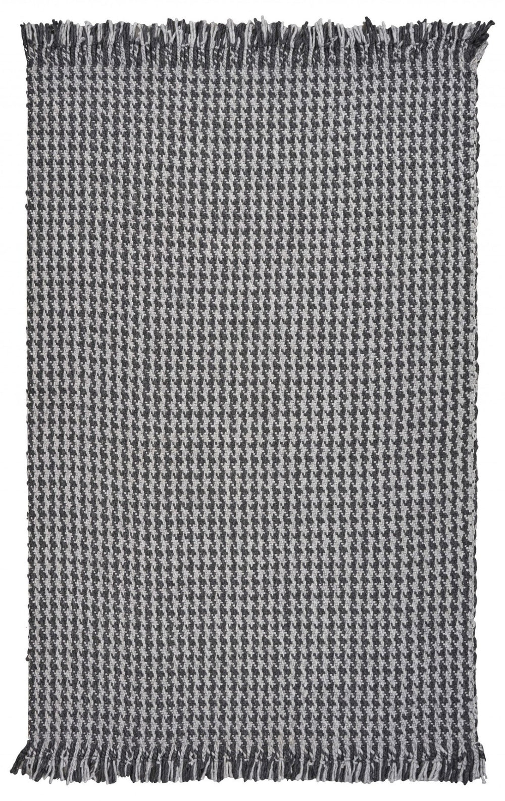 HomeRoots 9' Hand-Woven Wool Houndstooth Area Rug in Gray & Light Gray - Elegant, Durable, Timeless Style 9' X 12' 350264