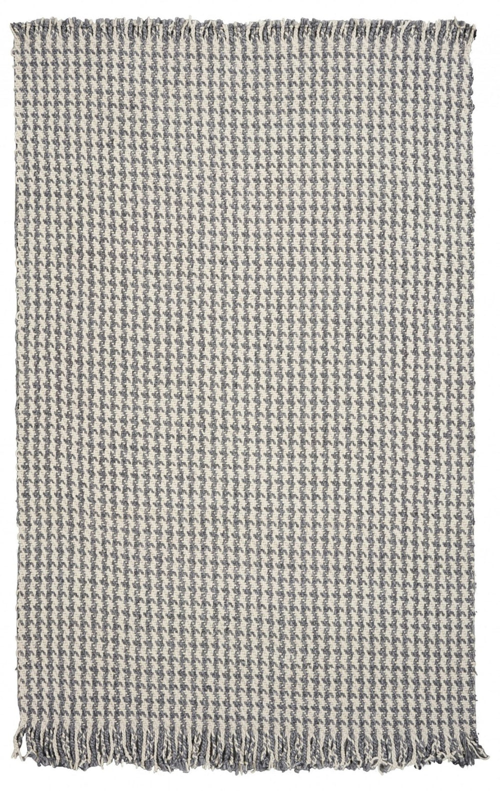 HomeRoots 8' Handcrafted Wool Houndstooth Area Rug in Gray and Ivory – Luxurious Comfort for Any Space 8' X 11' 350265
