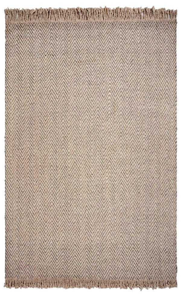 Homeroots 9' X 12' Oatmeal Beige Hand Woven Herringbone With Braided Fringe Indoor Area Rug  Wool 350266