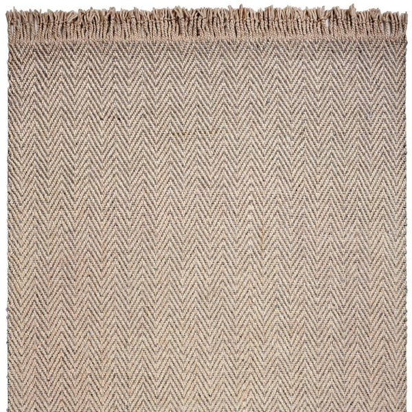 Homeroots 9' X 12' Oatmeal Beige Hand Woven Herringbone With Braided Fringe Indoor Area Rug  Wool 350266