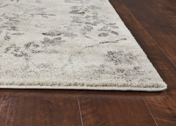HomeRoots 9' Elegant Gray and Tan Floral Distressed Area Rug for Timeless Style and Easy Care in Any Room 9' X 13' 350267