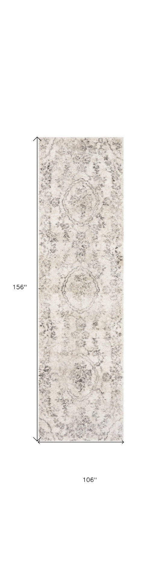 HomeRoots 9' Elegant Gray and Tan Floral Distressed Area Rug for Timeless Style and Easy Care in Any Room 9' X 13' 350267