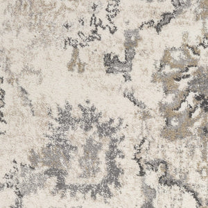HomeRoots 9' Floral Medallion Distressed Area Rug in Ivory & Gray – Timeless Elegance for Any Space 9' X 13' 350269