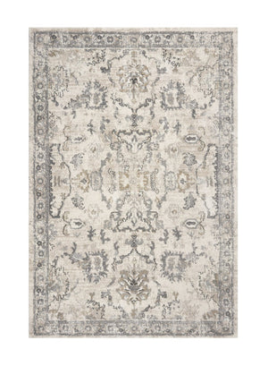 HomeRoots 9' Floral Medallion Distressed Area Rug in Ivory & Gray – Timeless Elegance for Any Space 9' X 13' 350269