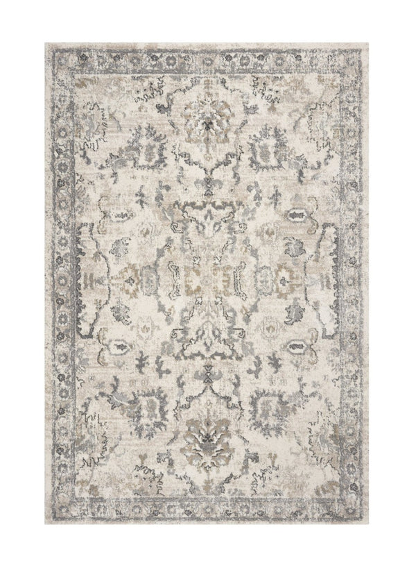 HomeRoots 9' Floral Medallion Distressed Area Rug in Ivory & Gray – Timeless Elegance for Any Space 9' X 13' 350269