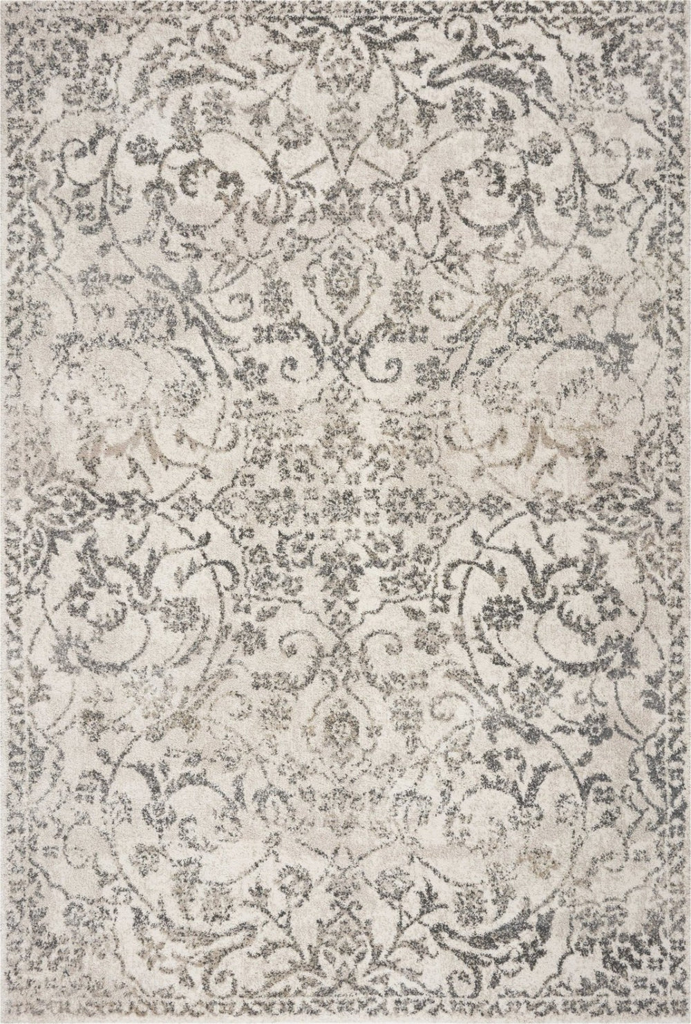 HomeRoots 9' Ivory and Brown Floral Medallion Area Rug - Vintage Charm, Durable Design for Busy Homes 9' X 13' 350271