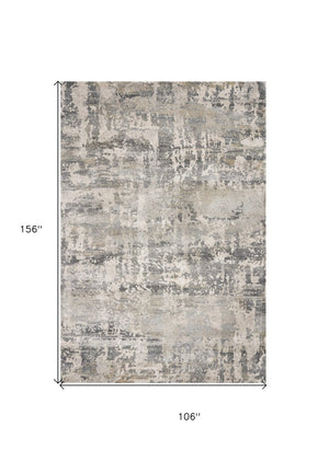 HomeRoots 9' Gray and Tan Abstract Area Rug - Contemporary Design, Durable, Easy Care for High-Traffic Spaces 9' X 13' 350274