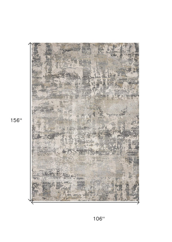 HomeRoots 9' Gray and Tan Abstract Area Rug - Contemporary Design, Durable, Easy Care for High-Traffic Spaces 9' X 13' 350274