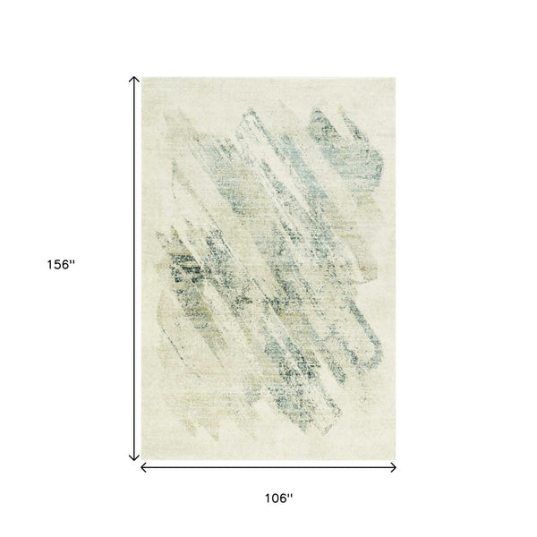 HomeRoots 9' Contemporary Ivory and Gray Abstract Area Rug - Durable, Stain-Resistant, Ideal for High-Traffic Areas 9" x 13" 350275