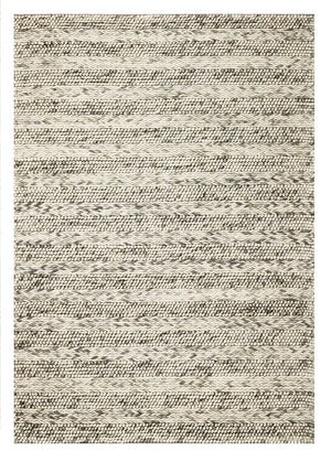 HomeRoots 5' Hand-Woven Gray and Ivory Wool Striped Area Rug for Timeless Elegance and Cozy Comfort 7' X 9' 350290